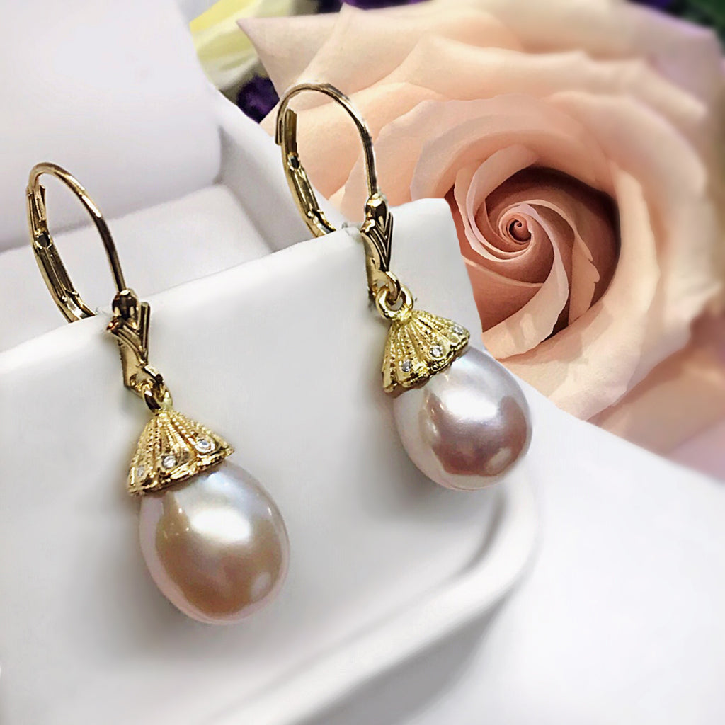 Zaveri Pearls Rose Gold Cubic Zirconia & Pearl Drop Contemporary Brass  Earring For Women-ZPFK10089 : Amazon.in: Fashion